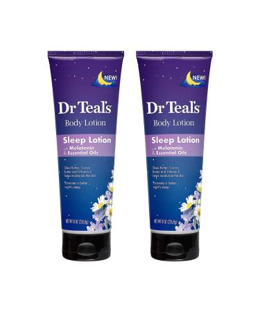 Dr Teal's Melatonin Sleep Lotion Gift Set (2 Pack 8 oz ea.) - Nighttime Therapy Body Lotion Combines Shea & Cocoa Butter to Nourish and Protect Skin - Promotes Better Sleep