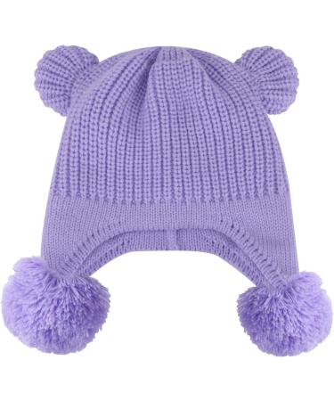 KAKU NANU Toddler Winter Hat with Double Pom Pom Earflap | Fleece Lined Beanie for Baby Boys and Girls 2-4 Years - Purple - Buy Online on SooperMarket.com