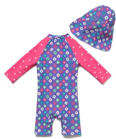 BONVERANO Baby Girls Long-Sleeve Swimsuit | UPF 50+ Sun Protection | Purple | 6-9 Months - Buy Online on SooperMarket.com