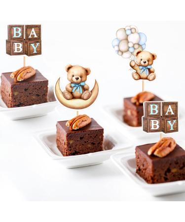 Cyodoos 36 PCS Baby Shower Bear Cupcake Toppers Selection Baby Bear Theme Baby Shower Decorative Supplies Jungle Animal Theme Baby Shower Birthday Party Cake Decorative Supplies blue Blue1 - Buy Online on SooperMarket.com