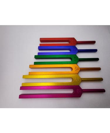 Sacred Solfeggio 6pc Colored Tuning Forks w activator and Pouch - DNA Repair - Blessings Miracles Awakening Liberation - Buy Online on SooperMarket.com