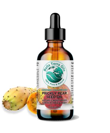 Bella Terra Oils - Prickly Pear Oil 4 oz - Extracted from Cactus Pear Enriched with Omega-6 Vitamin K Experience the Opulence of Nature 4 Fl Oz (Pack of 1)