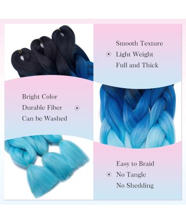 Tess Braids Extensions Blue 60 cm | Jumbo KanCalon Hair for Box Braids | 100g #48 Ombre - Premium Quality Hair Extensions - Buy Online on SooperMarket.com
