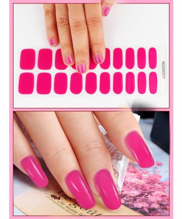 Kalolary 20PCS Solid Color Gel Nail Polish Strips | Self-Adhesive Wraps with Nail File | Rosy - Buy Online on SooperMarket.com