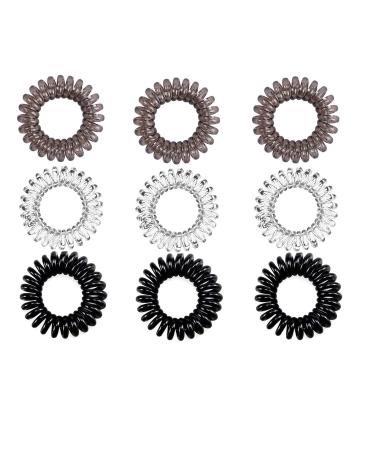 Spiral Hair Ties 9 Pieces Telephone Cord Hair Tie Elastic Hair Band for Women Girls Hair Accessories