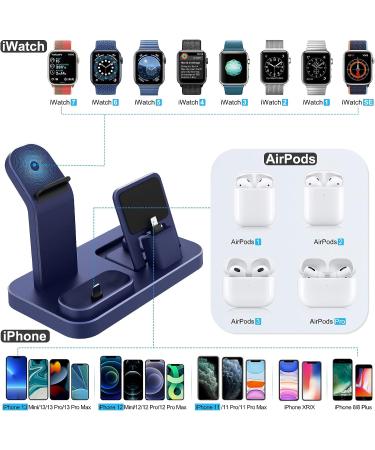 3-in-1 Charging Station for Apple Products with Removable Stand - Blue - Buy Online on SooperMarket.com