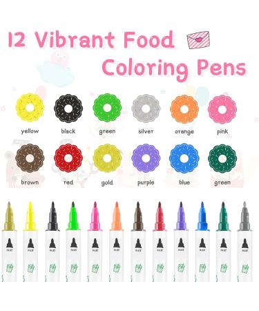 12pcs Edible Food Coloring Pens - Fine&Thick Tip, Food Grade Decorator Pen for Cookies, Fondant, Easter Eggs - Edible Gourmet Writer - Buy Online on SooperMarket.com