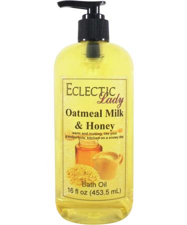 Oatmeal Milk And Honey Bath Oil by Eclectic Lady - Scented Bath Oil - Relaxing & Moisturizing Bathing Oil - Fragrance Body Oil For Dry & Rough Sensitive Skin - Body Daily Nourishing Shower Oil (16 oz) 16 Ounce