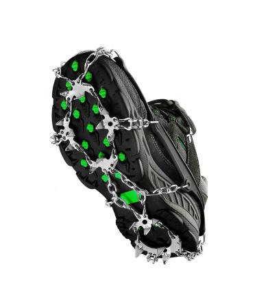 Joyart crampons with 19 teeth ICE Klampen from 201 stainless steel anti-slip shoe spikes and durable silicone shoe claws anti-slide shoe spikes for hiking trail running trekking winter outdoor xl