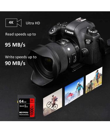 BOYMXU Professional 1000x Class 10 64GB Memory Card - U3 High Speed for Computer, Cameras, and Camcorders - Up to 95MB/s - Red/Black - Buy Online on SooperMarket.com