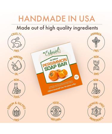 Persimmon Soap Bar for Body Odor Control - Purifying Deodorizing Body Wash with Japanese Persimmon & Green Tea Extract for Brightening Skin and Eliminating Nonenal Odor - Buy Online on SooperMarket.com