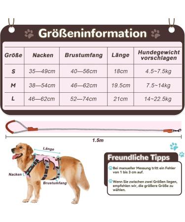 Multi-Purpose Dog Harness & Leash Set | Outbreak-Proof Safety Harness for Small & Medium Dogs - Pink - Buy Online on SooperMarket.com