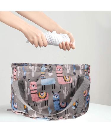 Healifty 21L Folding Water Basin | Multipurpose Travel Bucket for Camping, Hiking, Fishing | Gray Alpaca Pattern | Nylon Fabric | Foot Soaking Option - Buy Online on SooperMarket.com