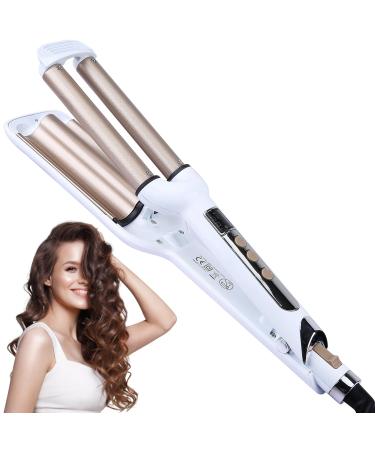 Hair Crimper Iron 0.6 Inch Tourmaline Ceramic Coating Fast Heat Up Temperature Adjustable LCD Display 60 Min Auto Shut Off Dual Voltage Works on All Hair Types