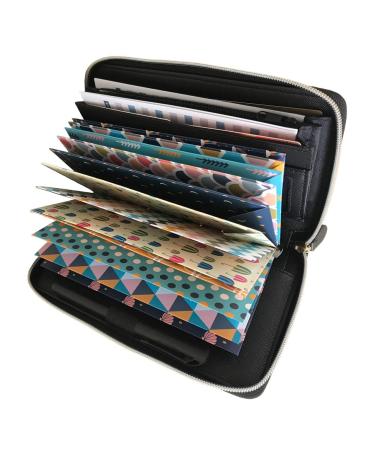 All-in-One Cash Envelope System Wallet with 12 Cash Budget Envelopes and 12 Budget Sheets Perfect for Family Personal Financial budget planner organizer (Black)