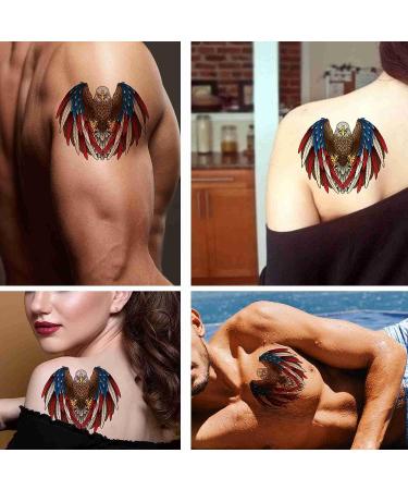 Dopetattoo America Flag 6 Sheets Temporary Tattoos - Eagle and July 4th Independence Day Design for Men and Women - Buy Online on SooperMarket.com