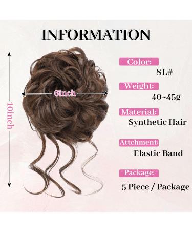 Fulang Hair 5-Pack - Large Wavy Bun Hair Parts with Rubber Bands | Stylish Updos & Messy Bun Extensions for Women - Buy Online on SooperMarket.com