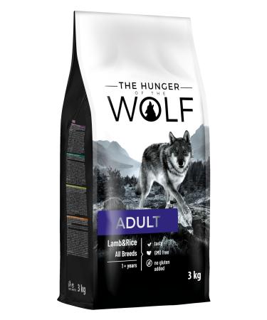The Hunger of the Wolf dog food for adult dogs of all breeds finely prepared dry food with lamb and rice - 3 kg adult lamb and rice 3 kg (1 Pack)