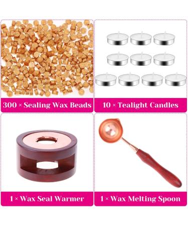 Sealing Wax  Paxcoo 312pcs Sealing Wax Kit with Wax Seal Beads  Wax Seal Warmer  Wax Spoon and Tealight Candles for Wax Stamp Letter Sealing Gold - Buy Online on SooperMarket.com