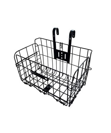 Folding Bike Front Basket Bike Wire Basket with Handles, Easy Installation on Front Handlebar for Bike Accessories Frame Basket Bicycle Bag Cargo Rack. BLACK
