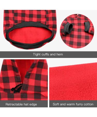 MTLIEPTE Red Plaid Dog Hoodie Sweater with Hat & Pocket XL - Pet Clothes - Buy Online on SooperMarket.com