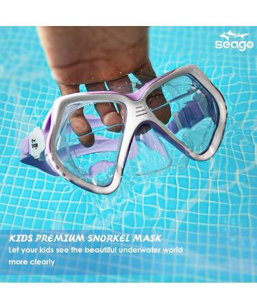 Seago Kids Swim Goggles with Nose Cover | Anti-Fog, Panoramic View, Purple | Ages 6-14 - Buy Online on SooperMarket.com
