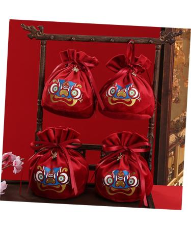 HOMSFOU 2pcs Candy Bag Packaging Bag Wedding Candy Bags Candy Bags for Wedding Decorative Candy Pouches Drawstring Candy Bags Gift Bags Wedding Decor Portable Candy Pouch Festival Supply Red 15x12cm - Buy Online on SooperMarket.com
