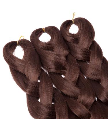 Tess 41 Jumbo Braids Extensions - Crochet Synthetic Hair (3PCs 165g/bundle 100cm) - Chestnut & Chocolate Brown - Buy Online on SooperMarket.com