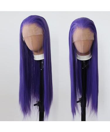 Towarm Dark Purple Long Straight Synthetic Lace Front Wig - Heat Resistant Fiber, Pre Plucked Natural Hairline - Cosplay and Daily Wear - Purple - Buy Online on SooperMarket.com