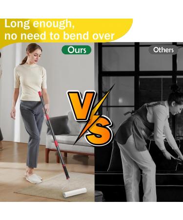 Long Lint Roller for Floor & Carpet - 9.5 Extra Sticky Pet Hair Remover with 4 Refills - Giant Lint Roller for Couch Sofa & Car Cleaning - Buy Online on SooperMarket.com