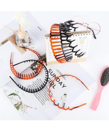 6 Pcs Tooth Headband for Women Girls Plastic Hair Bands Wavy Hair Comb Headband Hard Hairbands for Hair Styling 3 Styles(Black/Brown) - Buy Online on SooperMarket.com