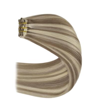 Youngsee 40 cm Clip In Extensions - Real Remy Hair Light Brown & Blonde 120g (7 Pieces) - Buy Online on SooperMarket.com