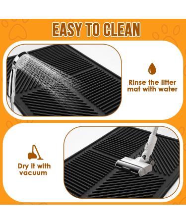 Eyein Waterproof Cat Litter Mat - 80x60cm Black - Urine Proof & Easy to Clean Litter Box Mat with Scatter Control - Non-Slip & Washable Kitty Litter Rug - Buy Online on SooperMarket.com