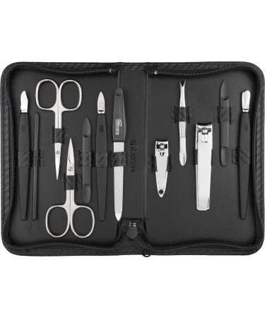 Solingen Manik r Set 12 Party - nail set men and women everything you need for the manicure and pedicure in synthetic leather case with carbonoptics layer carbon