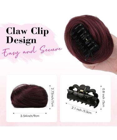 REECHO 2 PCS Mini Claw Clip in Messy & Cat Ears Hair Bun Extensions Wig Accessory Updo Hairpieces for Women Girls (Pack of 2-3" Straight Burgundy) Pack of 2 - 3" Straight Burgundy - Buy Online on SooperMarket.com