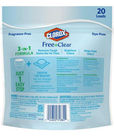Clorox 2 Free and Clear Laundry Stain Remover & Color Booster Packs - 20 Count - Buy Online on SooperMarket.com