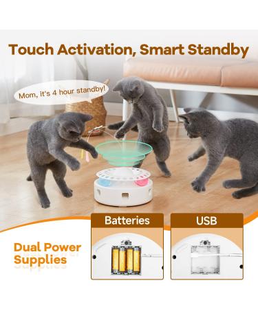 Potaroma 3-in-1 Smart Interactive Electronic Cat Toy - Fluttering Butterfly, Moving Feather, Catnip Balls - Dual Power Supplies - Indoor Exercise Kicker Toy - Bright White - Buy Online on SooperMarket.com