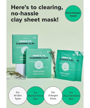 I DEW CARE Clay Sheet Mask - 4 Pack | Daily Exfoliate, Decongest, Minimize Pores, & Soothe | Infused with 3-Clay Complex, Tea Tree & Centella Asiatica - Buy Online on SooperMarket.com