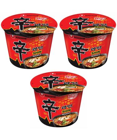 Pack Of 3 - Big Bowl Shin Noodle 114g - Flavour - Gourmet Spicy - Noodle Delicious Spicy Quick And Convenient Snack - Big Bowl Noodle Food - Enjoy Delicious Instant Noodles In Minutes