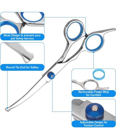 Premium Curved Dog Scissors - Stainless Steel Grooming Scissors for Dogs & Cats | Safety Round Pointed Design - Buy Online on SooperMarket.com