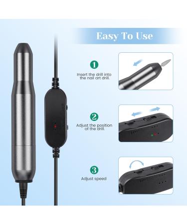 Sarmeley Electric Nail Drill Set - Professional Manicure Pedicure Kit for Acrylic Gel Nails | Portable Electric Nail File with Sanding Bands - Grey - Buy Online on SooperMarket.com