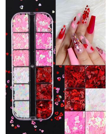 Kalolary Valentine's Day Nail Art Sequins | Heart & Lip-Shaped Holographic Flakes for Manicure & Body Decoration - 2 PCs - Buy Online on SooperMarket.com