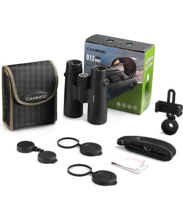 CAMMOO 12x42 HD Binoculars - IPX7 Fog & Waterproof - Bright BAK-4 Prism - Universal Phone Adapter - Bird Watching & Hunting - BLACK - Buy Online on SooperMarket.com