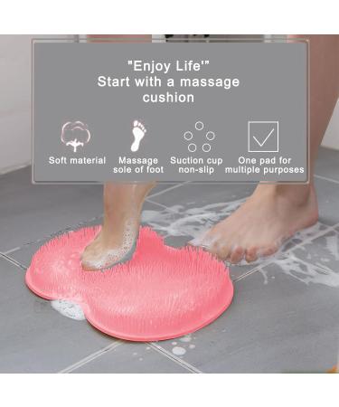 Silicone Shower Brush with Suction Cup | Exfoliating Body Scrubber for Shower | Long Bristles for Wet/Dry Brushing | Pink | 30x25cm - Buy Online on SooperMarket.com