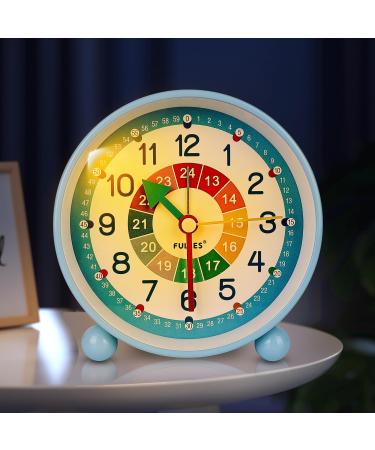 Children's alarm clock: children's alarm clock without ticking children's alarm clock digitally silent learning alarms Learning watch children's watch Compact analogous to children for girls boys travel alarm clock with night light battery operations (blu