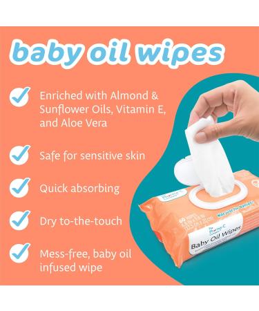 Buy Pharma-C Baby Oil Wipes - 540 Count | Enriched with Almond Sunflower Oils Aloe & Vitamin E | Gentle & Moisturizing for Baby's Skin - International Shipping Available - Buy Online on SooperMarket.com