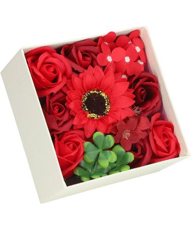 Simulation Flower Bath Soap Women Exquisite Flower Soap Gift Box for Birthday Valentines Day Christmas for Her Women Teens Girls Mom Birthdays (Red) - Buy Online on SooperMarket.com