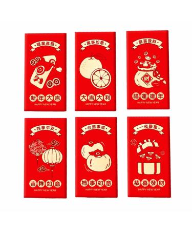 6 Pieces Chinese New Year Red Envelopes Lucky Money Envelope 2024 Dragon Hongbao Hong Bao for Spring Festival Birthday C Style C