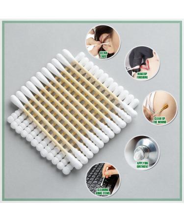 Nuduko Bamboo Cotton Swabs 500 Count | 100% Compostable & Organic | Eco-Friendly Biodegradable Wooden Cotton Buds | Plastic-Free Spiral/Round Head | 500 Pack - Buy Online on SooperMarket.com