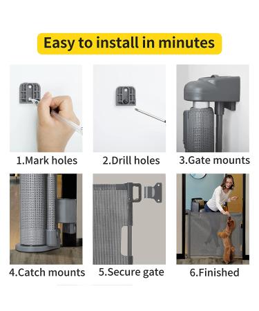 Retractable Baby Gate Mesh Baby Gate or Mesh Dog Gate 33" Tall Extends up to 55" Wide Child Safety Gate for Doorways  Stairs  Hallways  Indoor/Outdoor(Grey 33"x55" Gray 33x55 Inch - Buy Online on SooperMarket.com